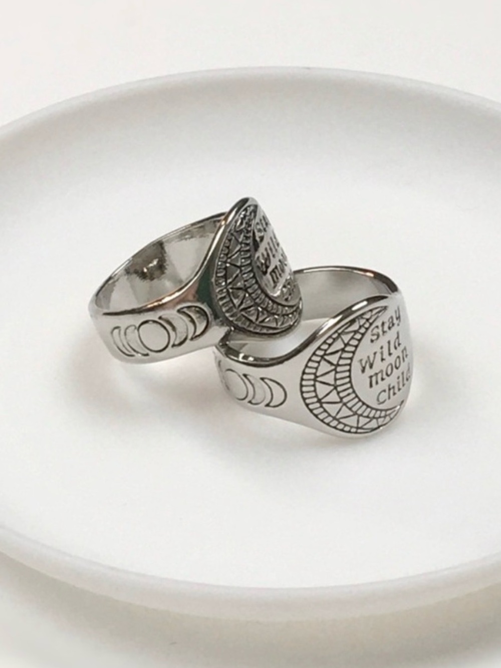 💥3/$28 New Stay Wild Moon Child Bohemian Vintage Style Moon Phase Signet Ring - Picture 12 of 16